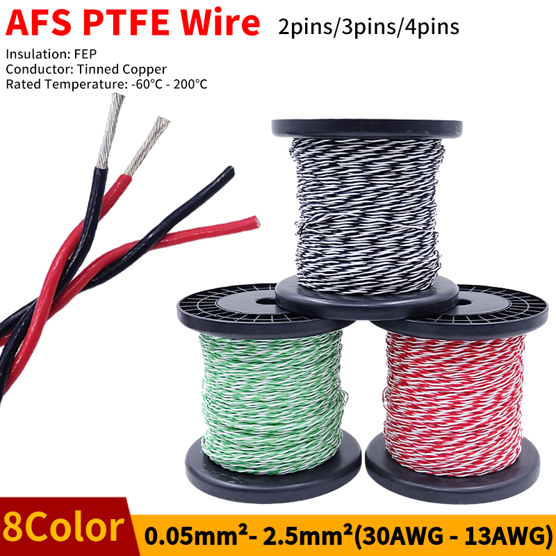 Audio Jumper Wire - PTFE Draad AFS200 2 pins 26/25/24/22/20/18/17/15/13AWG