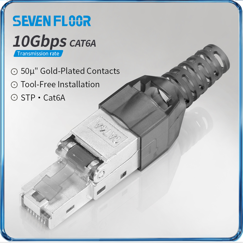 Rj45 Jack - Cat6A/Cat6 afgeschermde RJ45-stekker, eenvoudig te bevestigen