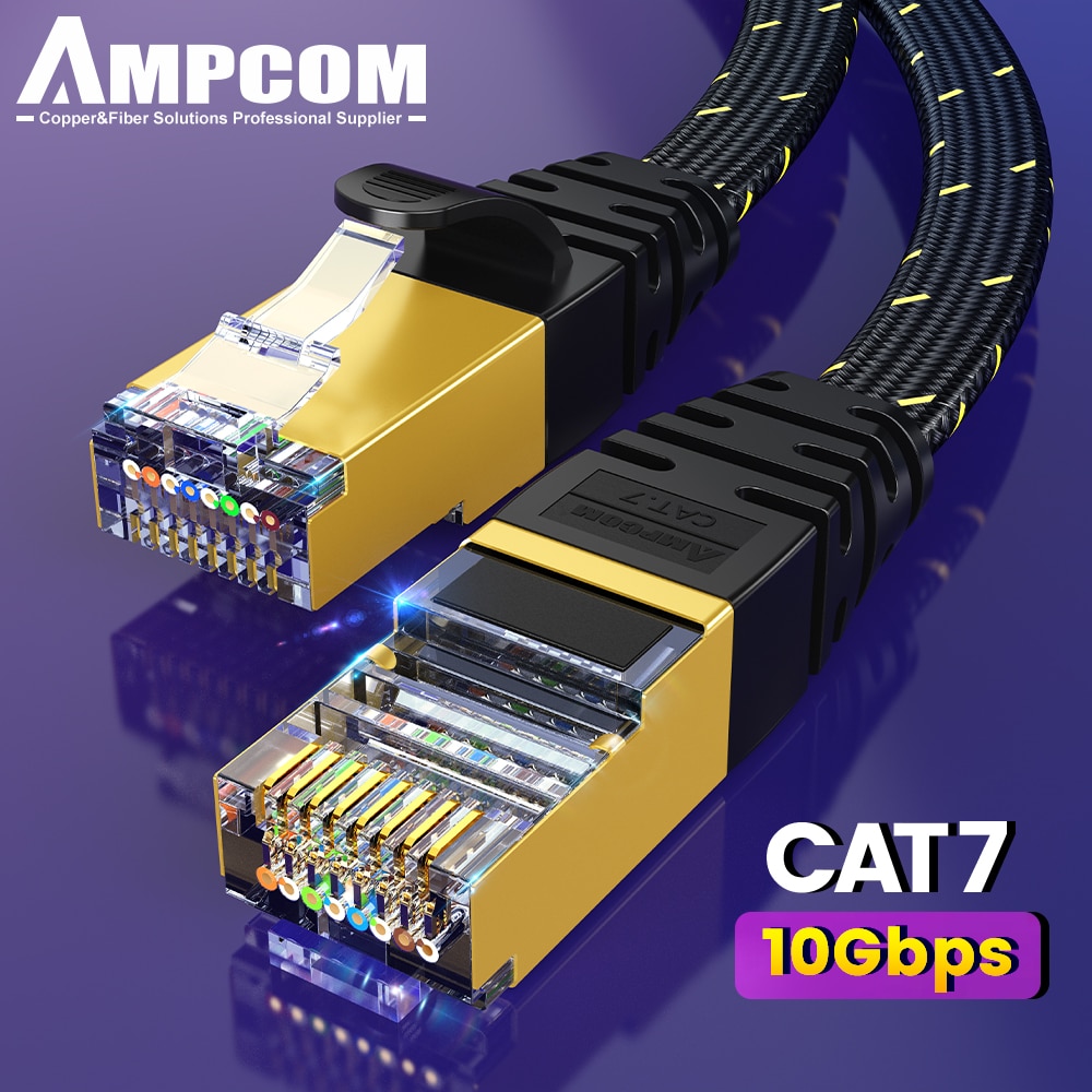 Rj45 Jack - Ampcom Cat7 Ethernet Kabel Flat Lan