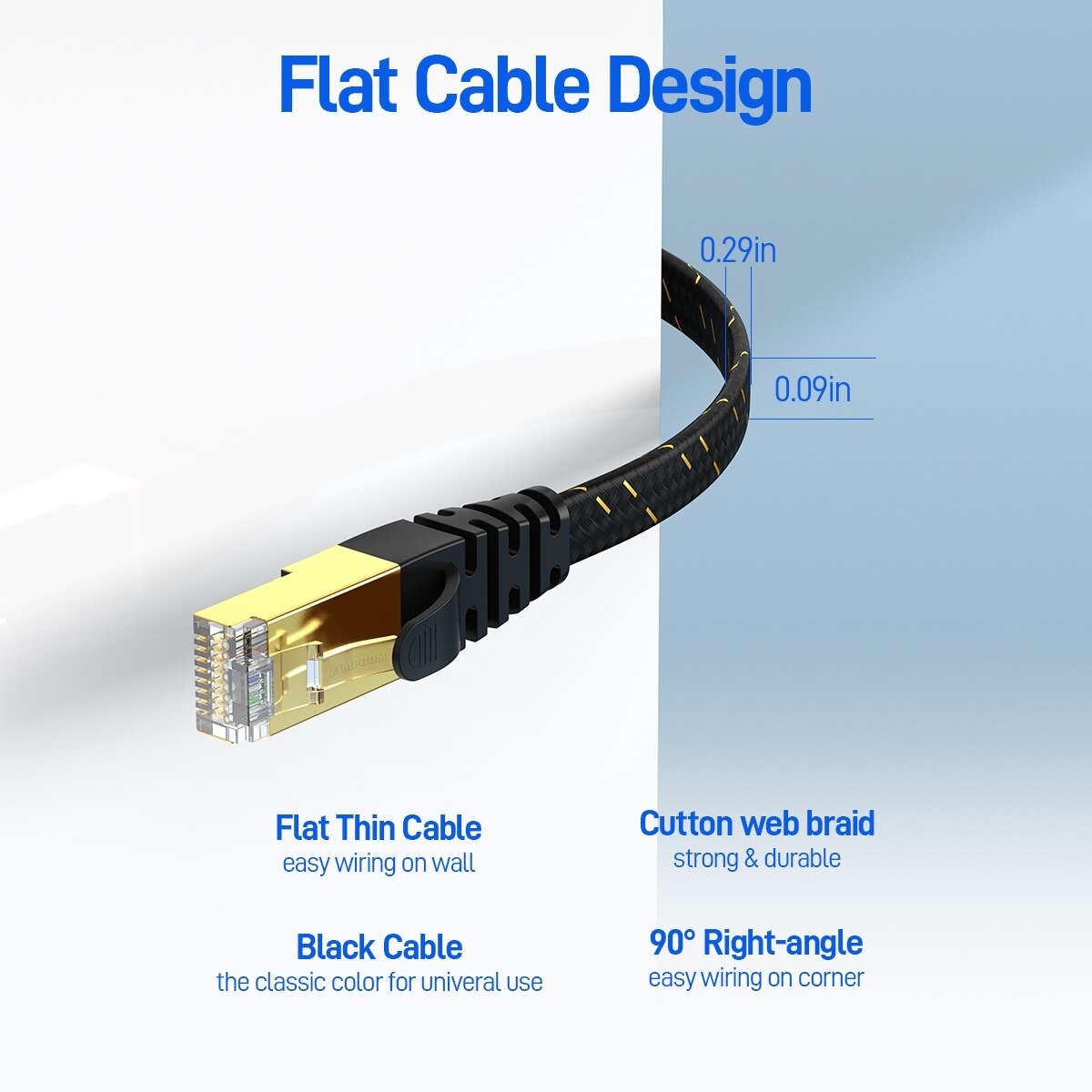 Ampcom Cat7 Ethernet Kabel Fla - Rj45 Jack recensie en prijs